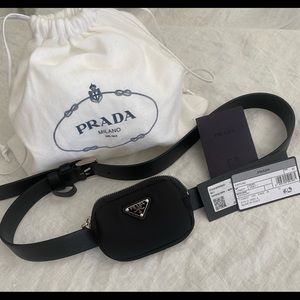 Prada Saffiano leather belt with pouch